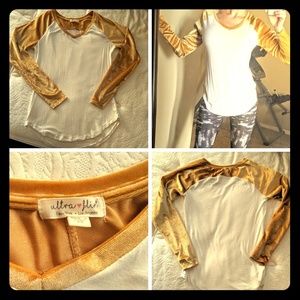 Ultra Flirt Long Sleeve Velour Baseball Tee XS